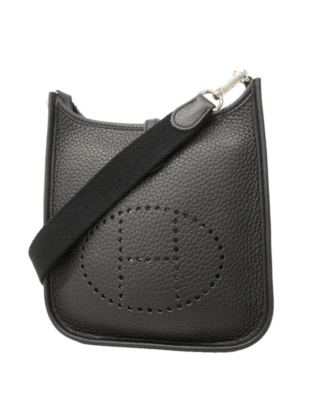 Hermes Shoulder Bag Evelyne TPM Taurillon Clemence Black Silver